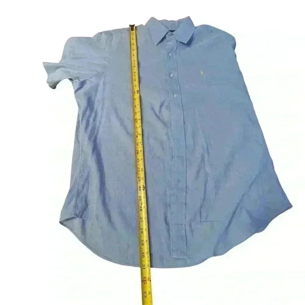 Polo Ralph Lauren Shirt Mens Large Blue Oxford Short Sleeve Cotton/Linen -*read - Picture 5 of 7